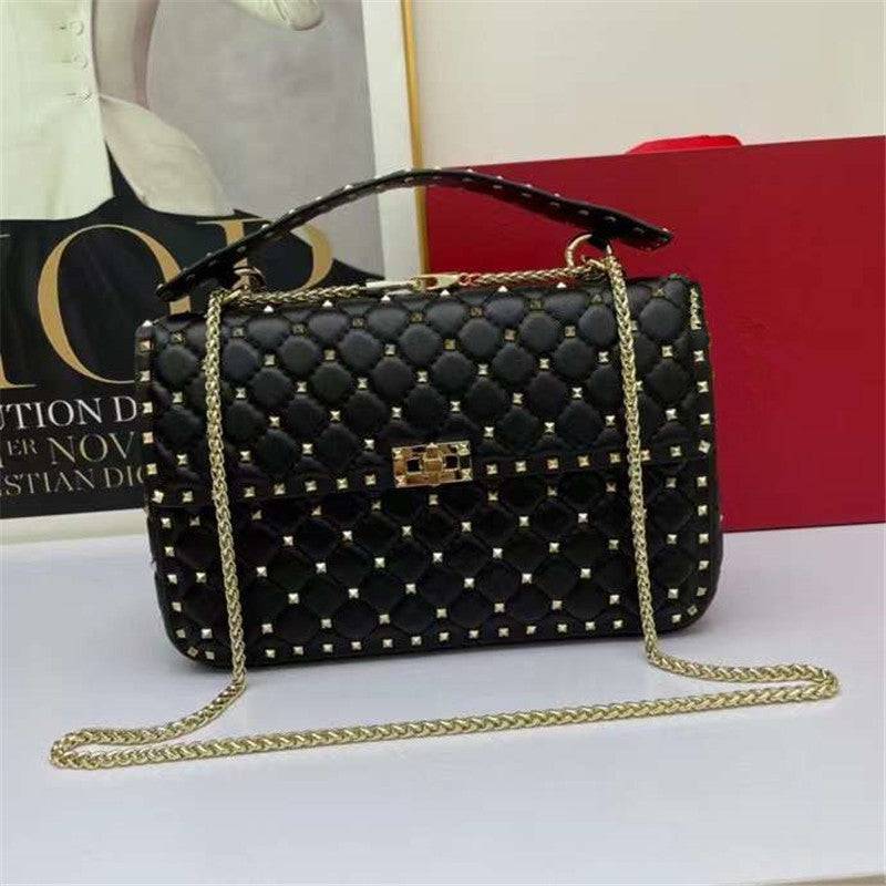 Women's Fashion Sheepskin Diamond Studded Small Square Bag - Trendy Hati