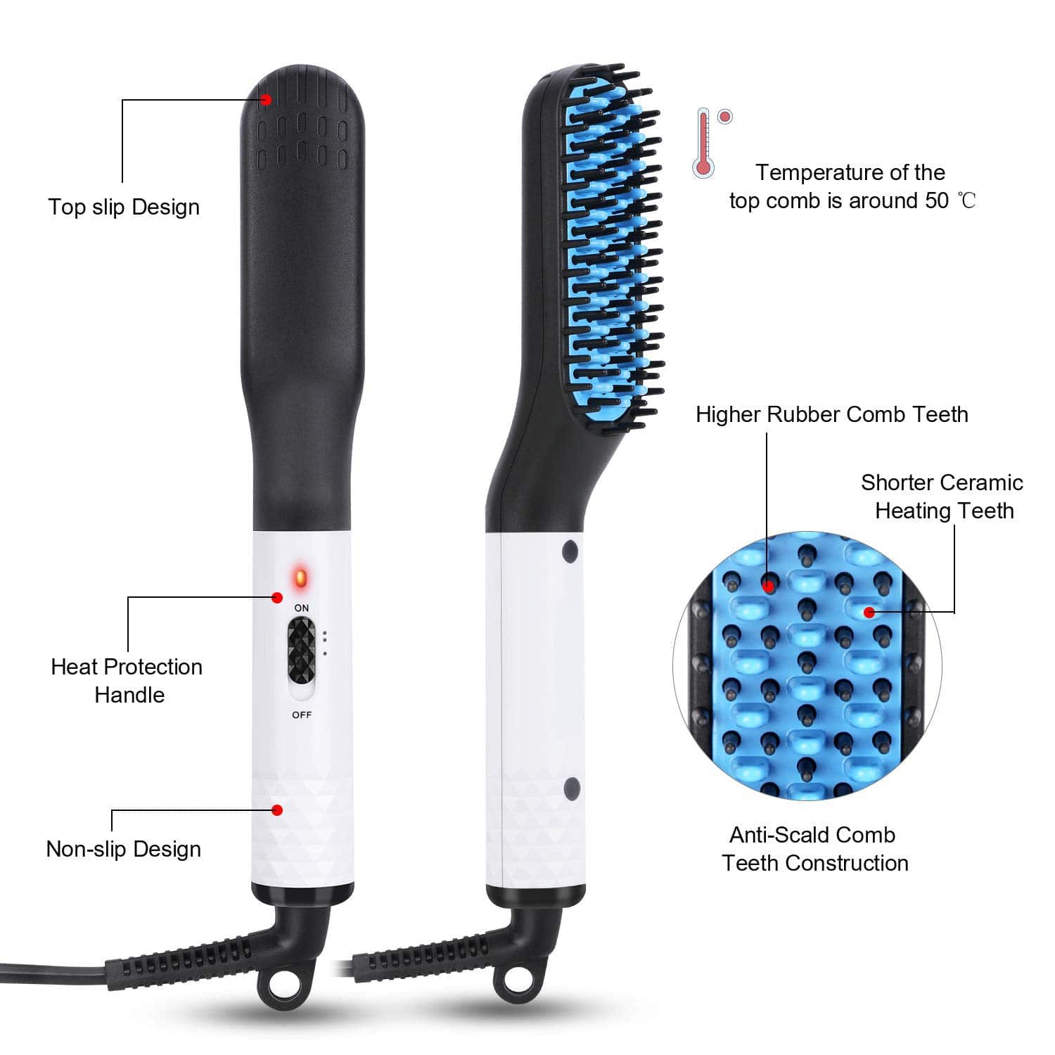 Multifunctional Hair Straightener Hair Comb Brush Men Beard Straightener Straightening - Trendy Hati