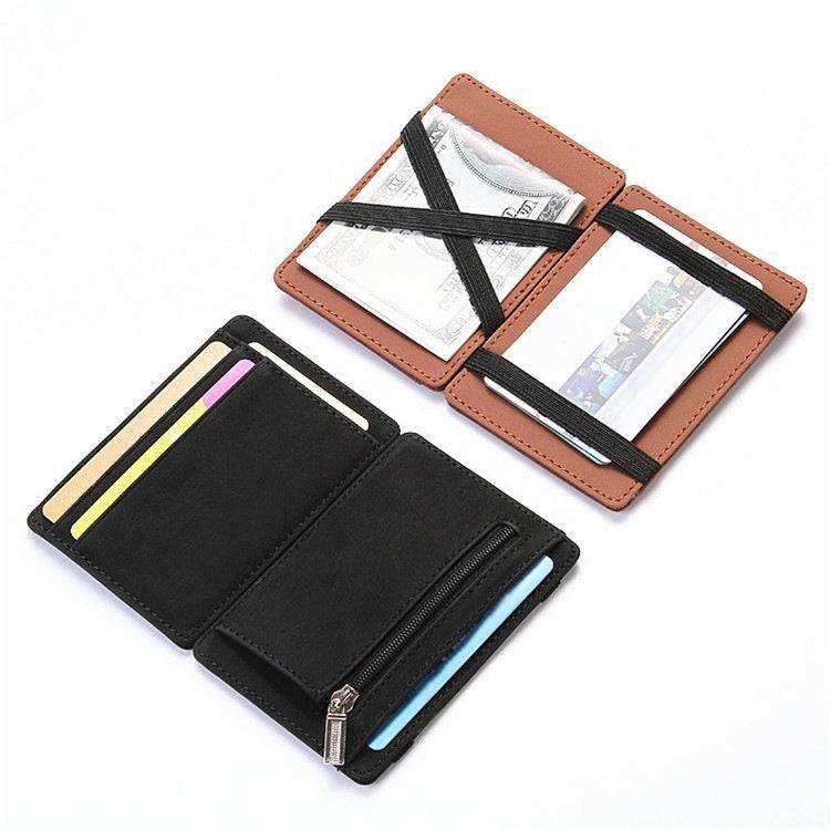 PU Creative Magic Wallet Flip Card Holder Men's Lady's Wallet Zipper Coin Purse Short - Trendy Hati