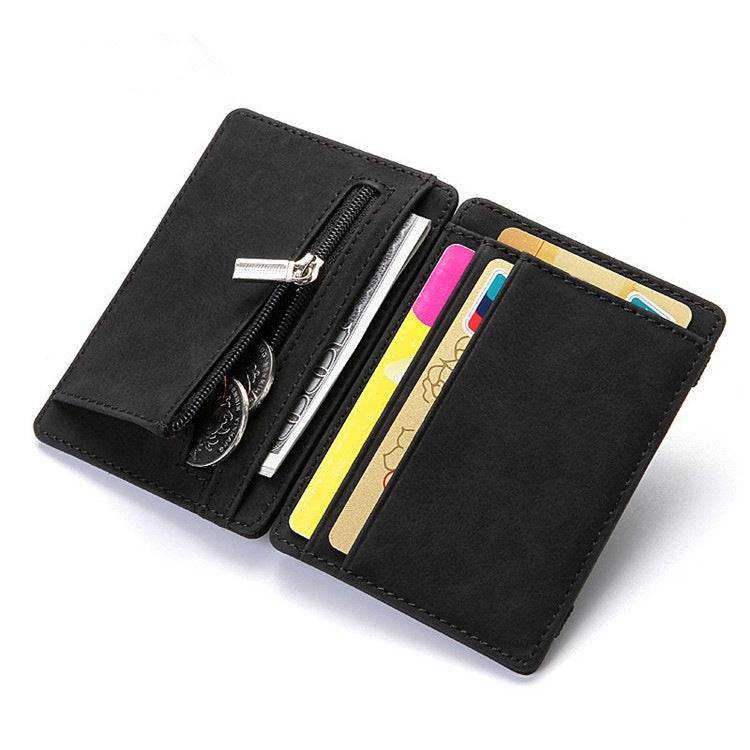 PU Creative Magic Wallet Flip Card Holder Men's Lady's Wallet Zipper Coin Purse Short - Trendy Hati