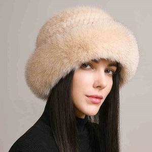 Mink Hair Hat Lady Braided Fur Winter Winter - Trendy Hati