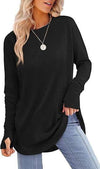 Solid Color Split-finger Long-sleeved Shirt Loose Mid-length - Trendy Hati