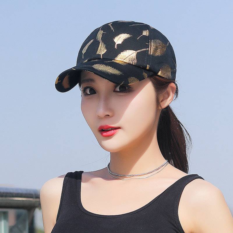 Men's And Women's Casual Spring And Summer Seasons Bronzing Feather Baseball Caps - Trendy Hati