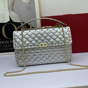 Women's Fashion Sheepskin Diamond Studded Small Square Bag - Trendy Hati