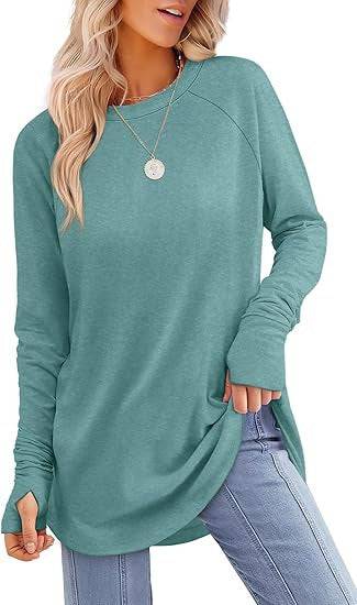 Solid Color Split-finger Long-sleeved Shirt Loose Mid-length - Trendy Hati