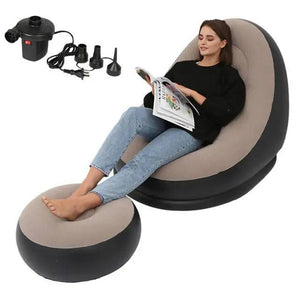 Inflatable Air Mattress Lazy Sofa Deck Chair Comfortable Leg Stool Rest Single Beanbag for home and Outdoor Use - Trendy Hati