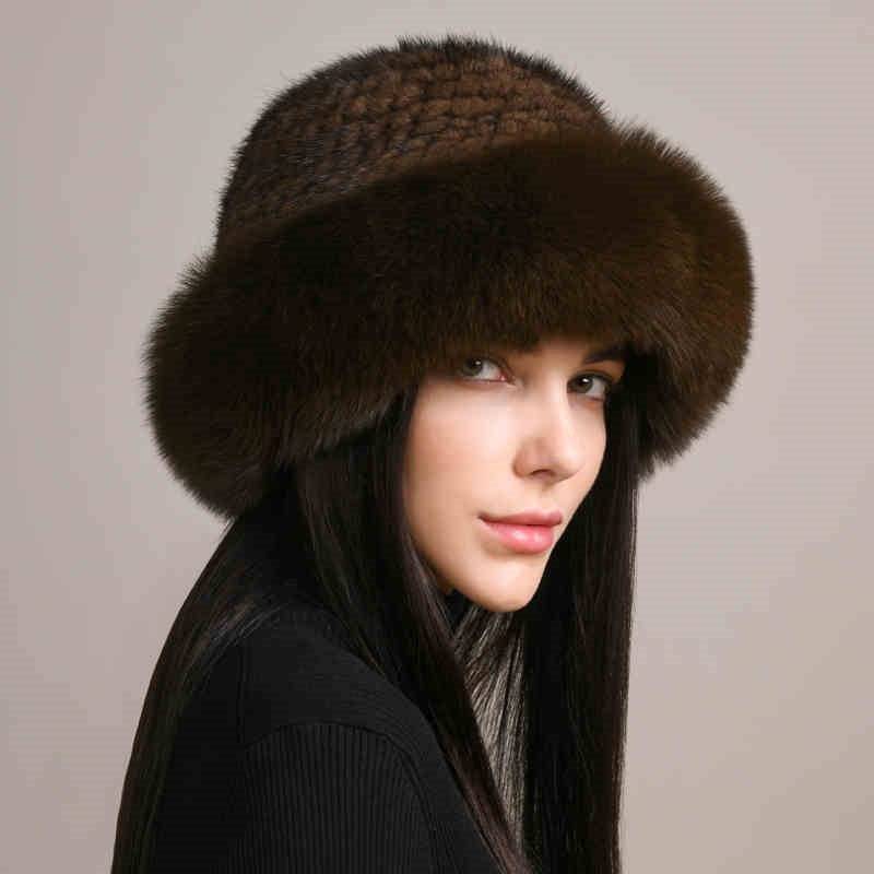 Mink Hair Hat Lady Braided Fur Winter Winter - Trendy Hati