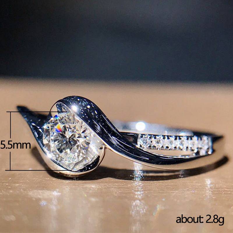 Creative Twisted Arm Eight Heart Eight Arrow Zircon Ring for Women's Engagement Ring - Trendy Hati