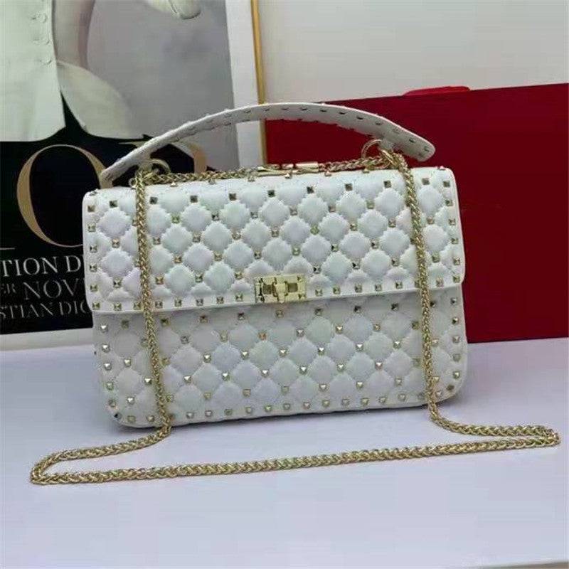 Women's Fashion Sheepskin Diamond Studded Small Square Bag - Trendy Hati