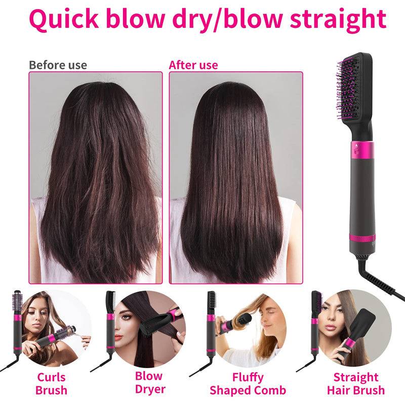 Professional 5 In 1 Hair Dryer Brush Dryer And Straightening Brush Electric Hair Styling Tool Automatic Hair Curler Beauty Supplies Gadgets - Trendy Hati