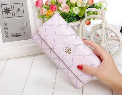 Womens Wallets and Purses Plaid PU Leather Long Wallet Hasp Phone Bag Money Coin Pocket Card Holder Female Wallets Purse - Trendy Hati