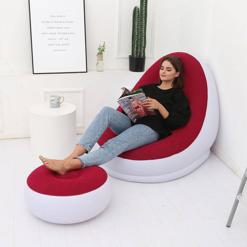 Inflatable Air Mattress Lazy Sofa Deck Chair Comfortable Leg Stool Rest Single Beanbag for home and Outdoor Use - Trendy Hati