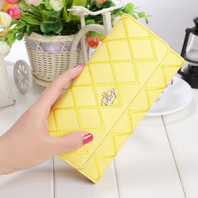 Womens Wallets and Purses Plaid PU Leather Long Wallet Hasp Phone Bag Money Coin Pocket Card Holder Female Wallets Purse - Trendy Hati