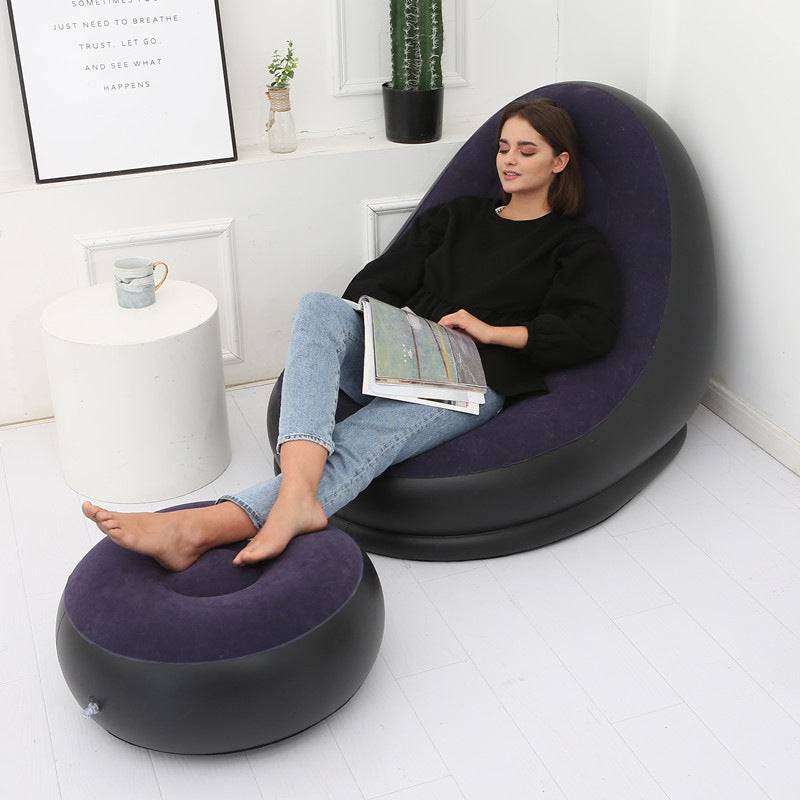 Inflatable Air Mattress Lazy Sofa Deck Chair Comfortable Leg Stool Rest Single Beanbag for home and Outdoor Use - Trendy Hati