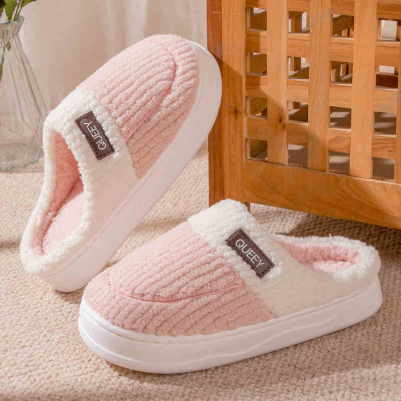 Indoor Home Non-slip Thick Bottom Plush Thermal Cotton Slippers - Trendy Hati