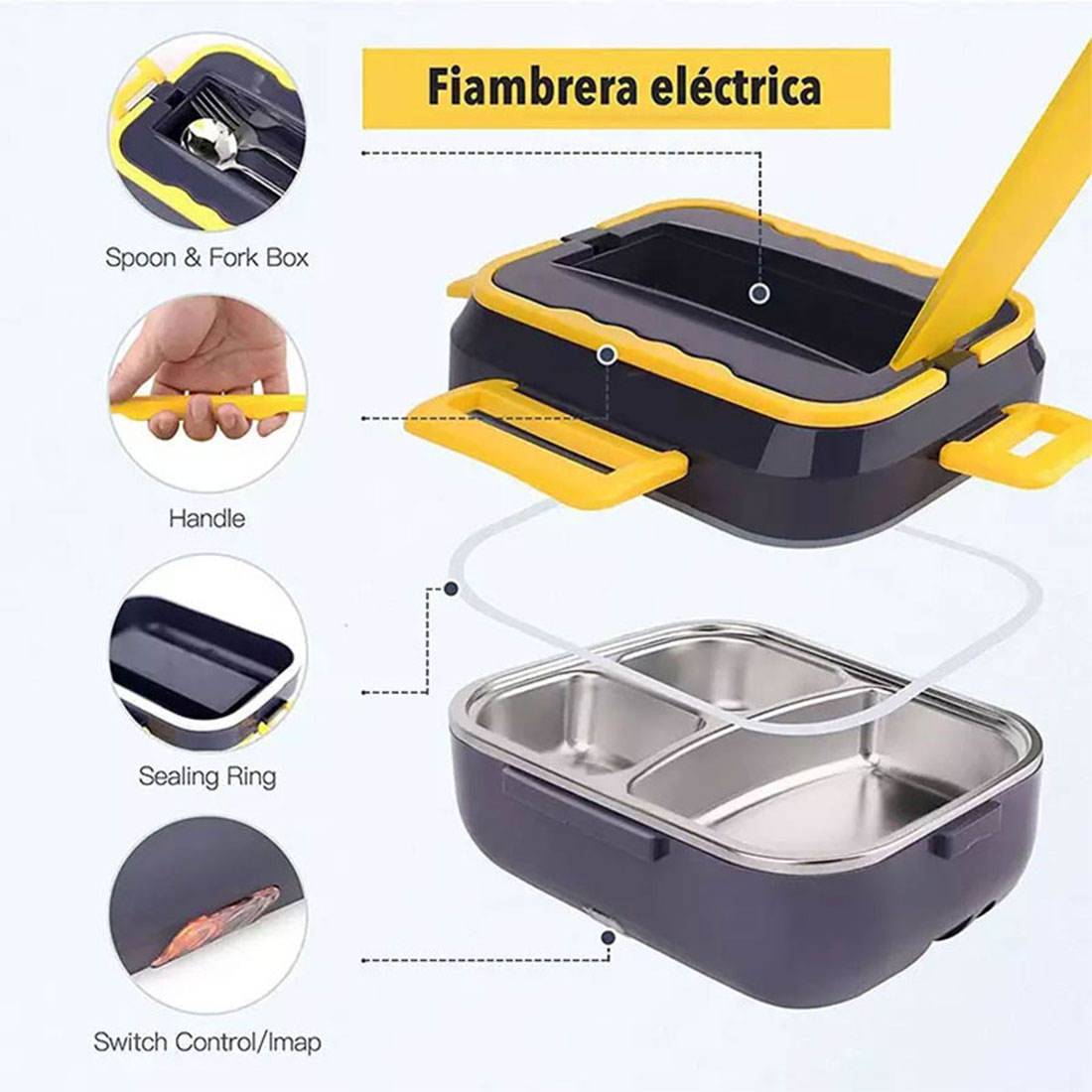 Kitchen ware 1.5L Cookware Sets Heater Portable Electric Lunch Boxes stainless steel Container with Insulation Bag for Car Truck - Trendy Hati