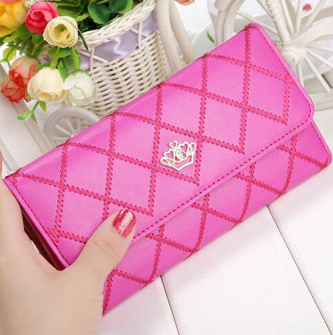 Womens Wallets and Purses Plaid PU Leather Long Wallet Hasp Phone Bag Money Coin Pocket Card Holder Female Wallets Purse - Trendy Hati