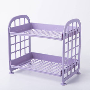 Double Storage Rack Kitchen Small Shelf Desktop Storage Rack Bathroom Sink Plastic Organizing Rack - Trendy Hati