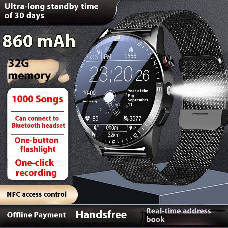 32G Memory Ultra-long Standby Smart Watch Flashlight Bluetooth Calling - Trendy Hati