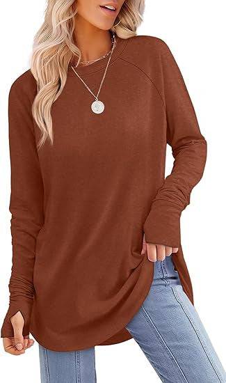 Solid Color Split-finger Long-sleeved Shirt Loose Mid-length - Trendy Hati