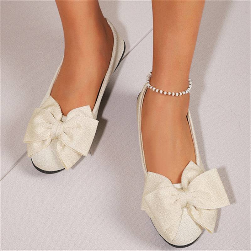 New Bowknot Flats Shoes Fashion Casual Round Toe Slip-on Shoes Loafers For Women - Trendy Hati