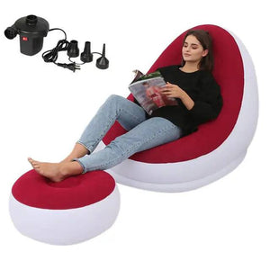 Inflatable Air Mattress Lazy Sofa Deck Chair Comfortable Leg Stool Rest Single Beanbag for home and Outdoor Use - Trendy Hati