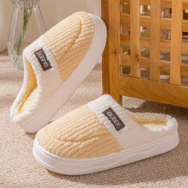 Indoor Home Non-slip Thick Bottom Plush Thermal Cotton Slippers - Trendy Hati