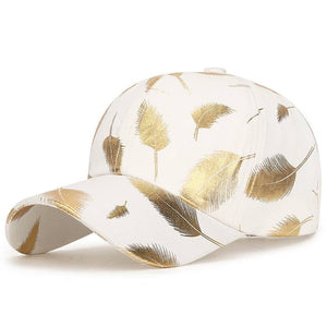 Men's And Women's Casual Spring And Summer Seasons Bronzing Feather Baseball Caps - Trendy Hati