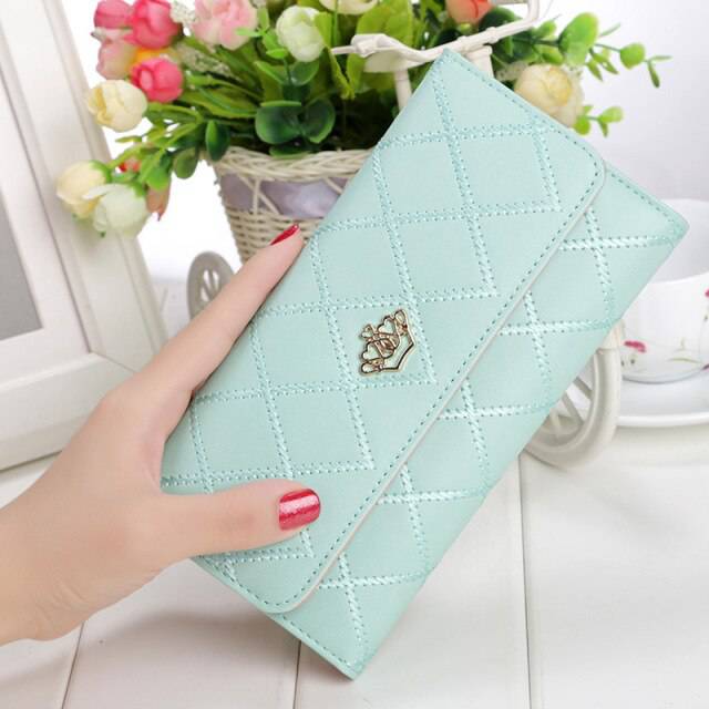 Womens Wallets and Purses Plaid PU Leather Long Wallet Hasp Phone Bag Money Coin Pocket Card Holder Female Wallets Purse - Trendy Hati