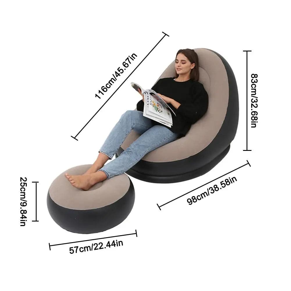 Inflatable Air Mattress Lazy Sofa Deck Chair Comfortable Leg Stool Rest Single Beanbag for home and Outdoor Use - Trendy Hati