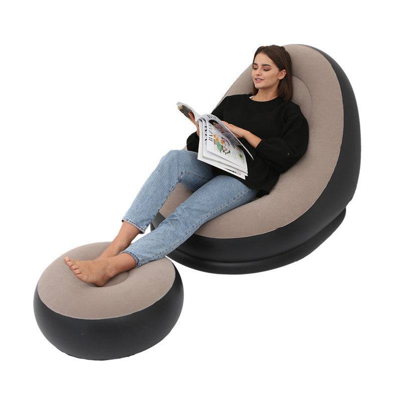 Inflatable Air Mattress Lazy Sofa Deck Chair Comfortable Leg Stool Rest Single Beanbag for home and Outdoor Use - Trendy Hati