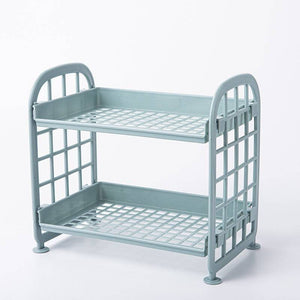 Double Storage Rack Kitchen Small Shelf Desktop Storage Rack Bathroom Sink Plastic Organizing Rack - Trendy Hati