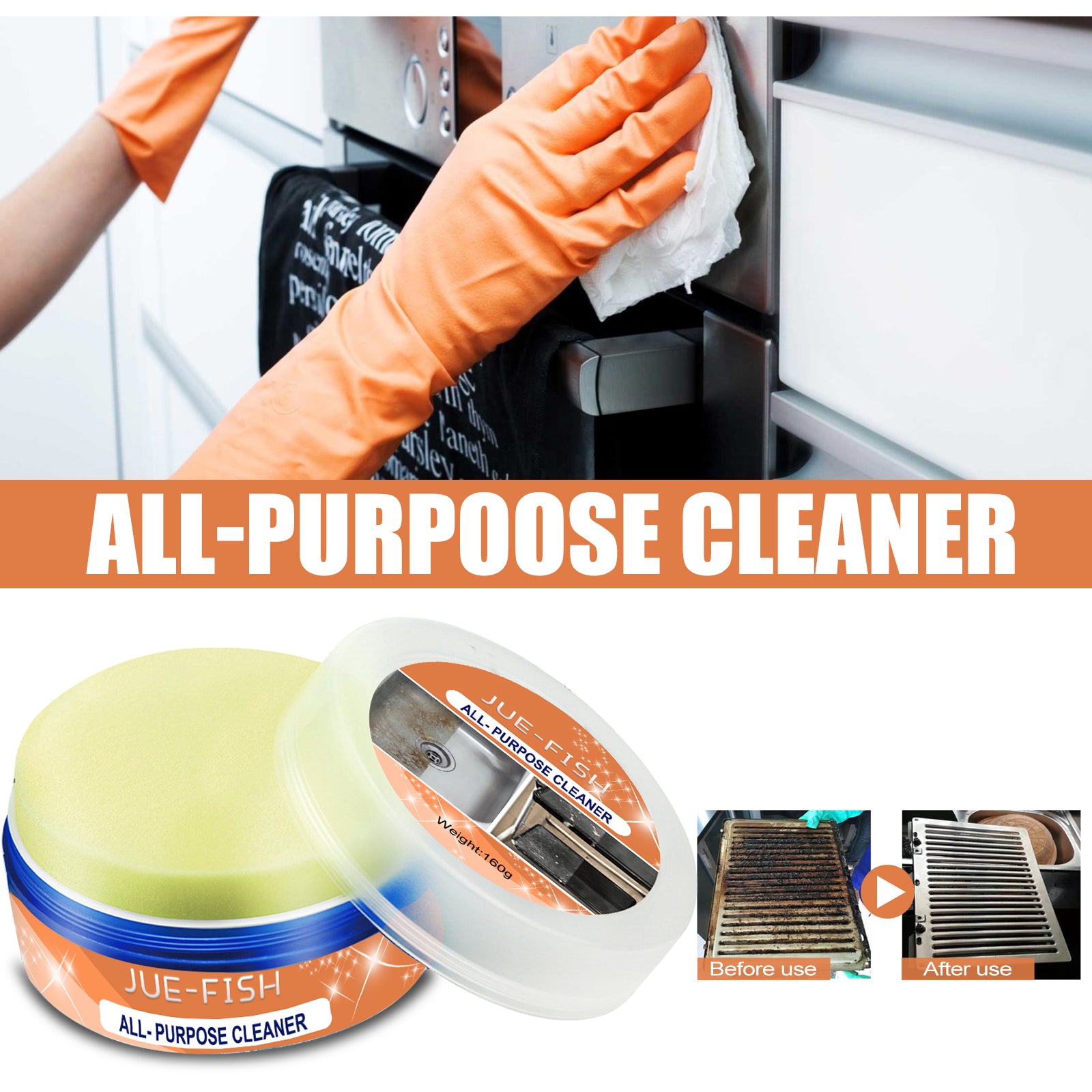 Multi-Purpose Kitchen Cleaner, Kitchen Stove Range Hood Stainless Steel Cooker Grease Cleaner