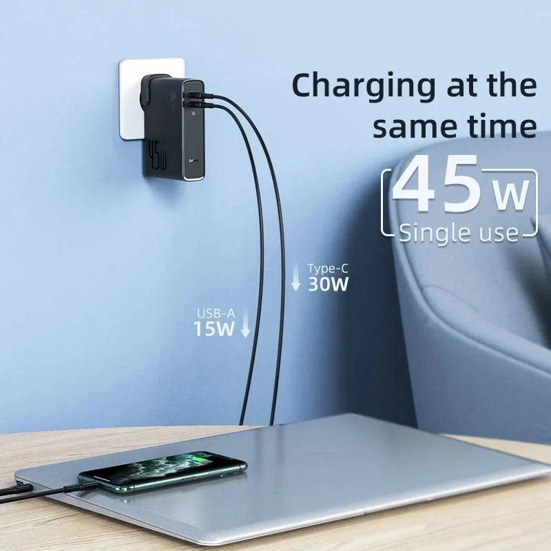 Baseus GaN Power Bank Charger 10000mAh 45W USB C PD Fast Charging 2 in 1 Charger & Battery as One ForiP 11 Pro Laptop ForXiaomi - Trendy Hati