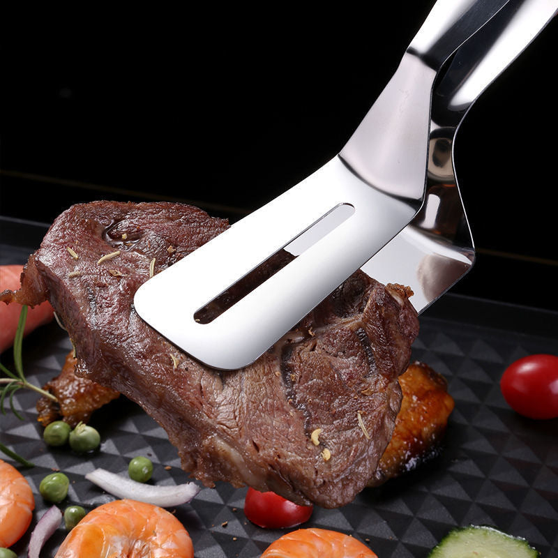 410 Stainless Steel Steak Spatula, Barbecue Tongs, Grilled Fish Tongs, Food Tongs, Kitchen Bread Pancakes, Korean Barbecue Fried Fish Tongs