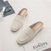 Closed Toe Half Slippers Women's Flat Soft Leather - Trendy Hati