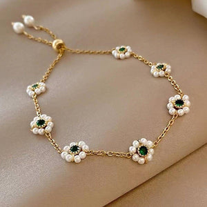 Pearl Flowers Bracelet All-match Fashion Adjustable Chain Bracelet - Trendy Hati