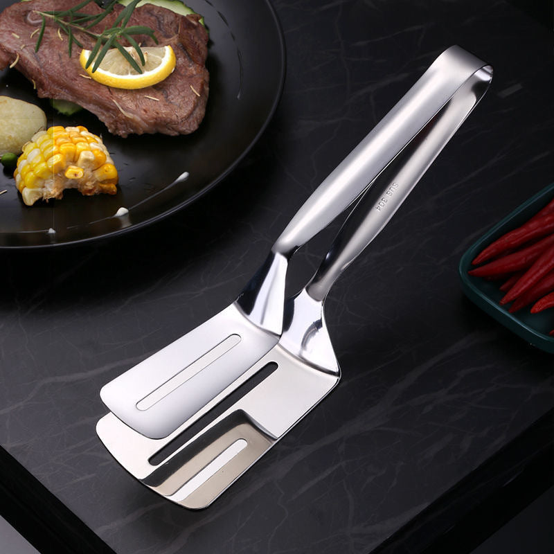 410 Stainless Steel Steak Spatula, Barbecue Tongs, Grilled Fish Tongs, Food Tongs, Kitchen Bread Pancakes, Korean Barbecue Fried Fish Tongs