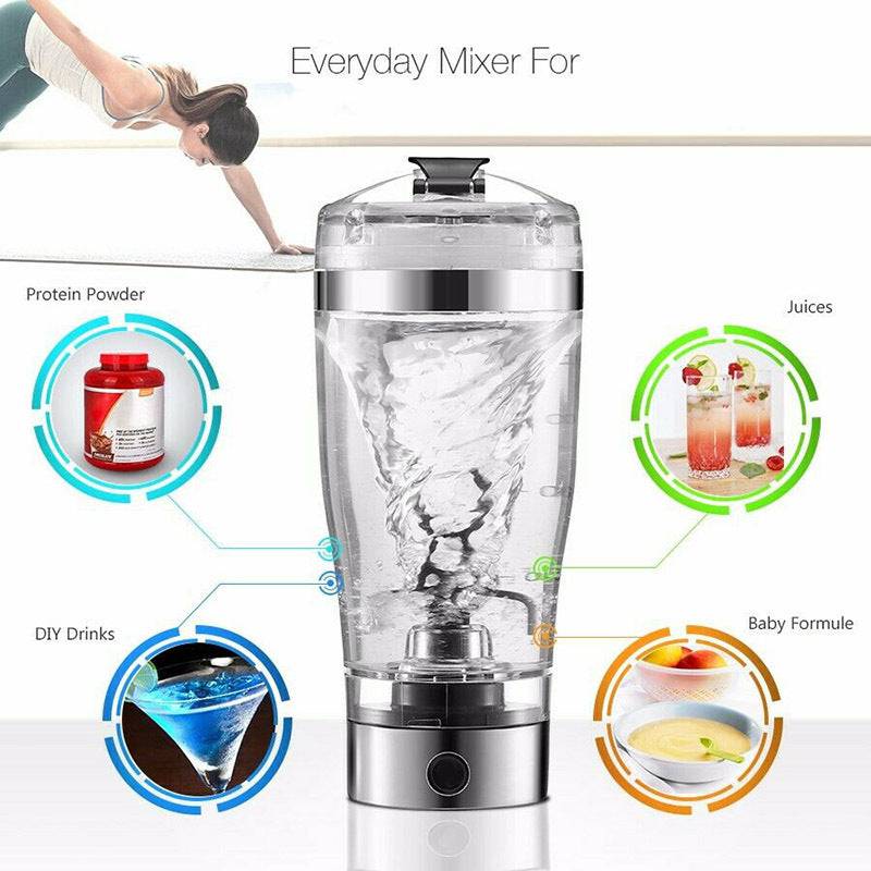 Electric Protein Shake Stirrer USB Shake Bottle Milk Coffee Blender Kettle Sports And Fitness Charging Electric Shaker Cup - Trendy Hati