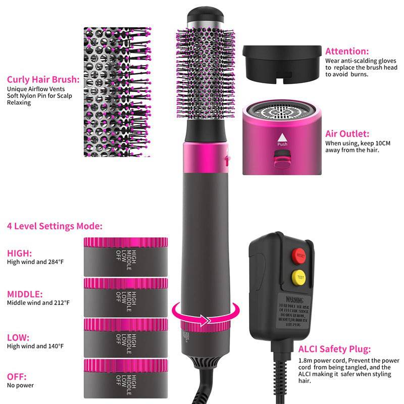 Professional 5 In 1 Hair Dryer Brush Dryer And Straightening Brush Electric Hair Styling Tool Automatic Hair Curler Beauty Supplies Gadgets - Trendy Hati