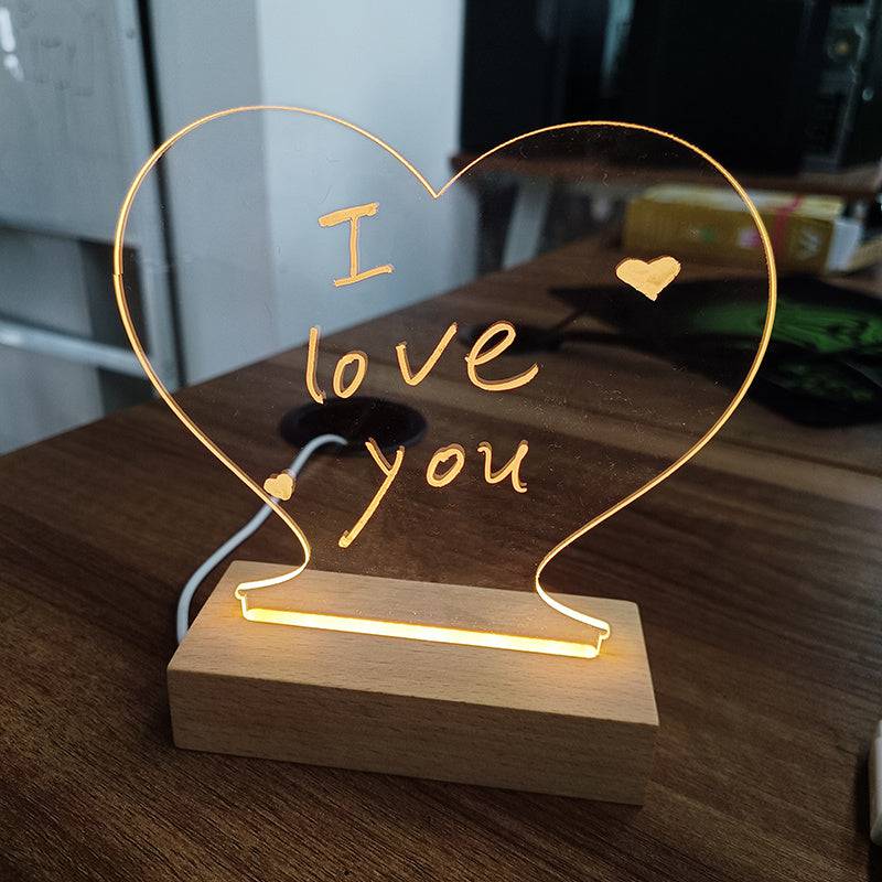 Creative Note Board Creative Led Night Light USB Message Board Holiday Light With Pen Gift For Children Girlfriend Decoration Night Lamp - Trendy Hati