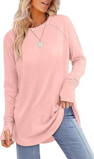 Solid Color Split-finger Long-sleeved Shirt Loose Mid-length - Trendy Hati