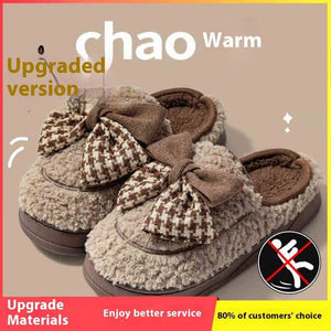 Indoor Home Non-slip Thick Bottom Plush Thermal Cotton Slippers - Trendy Hati