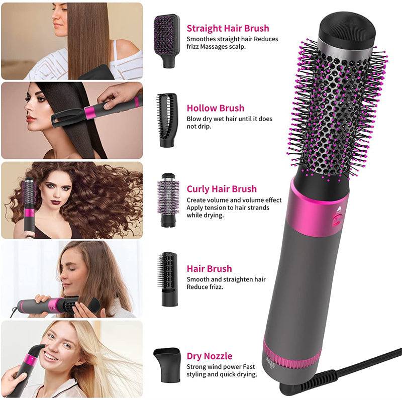 Professional 5 In 1 Hair Dryer Brush Dryer And Straightening Brush Electric Hair Styling Tool Automatic Hair Curler Beauty Supplies Gadgets - Trendy Hati