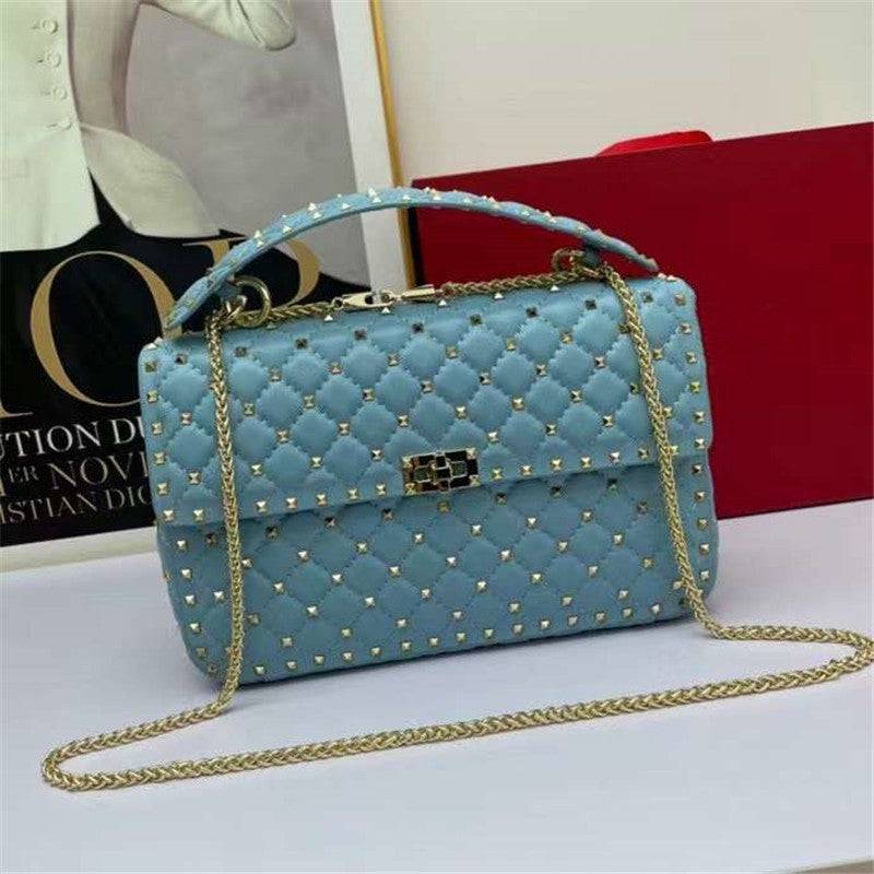 Women's Fashion Sheepskin Diamond Studded Small Square Bag - Trendy Hati